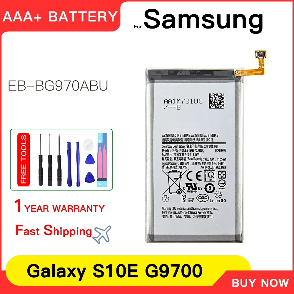 Genuine EB-BG970ABU Battery FOR SAMSUNG GALAXY S10E G970 Repair Part Capacity Phone Batteries Bateria+Tools