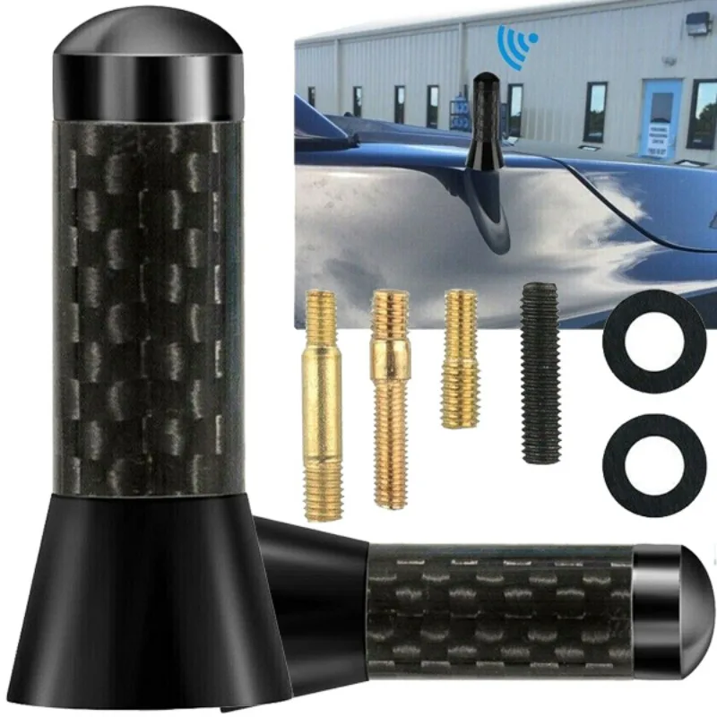 Antena Mobil Serat Karbon Pendek untuk Pengganti Sinyal Radio AM/FM, Penguat Sinyal Eksterior untuk Cuci & Styling Mobil