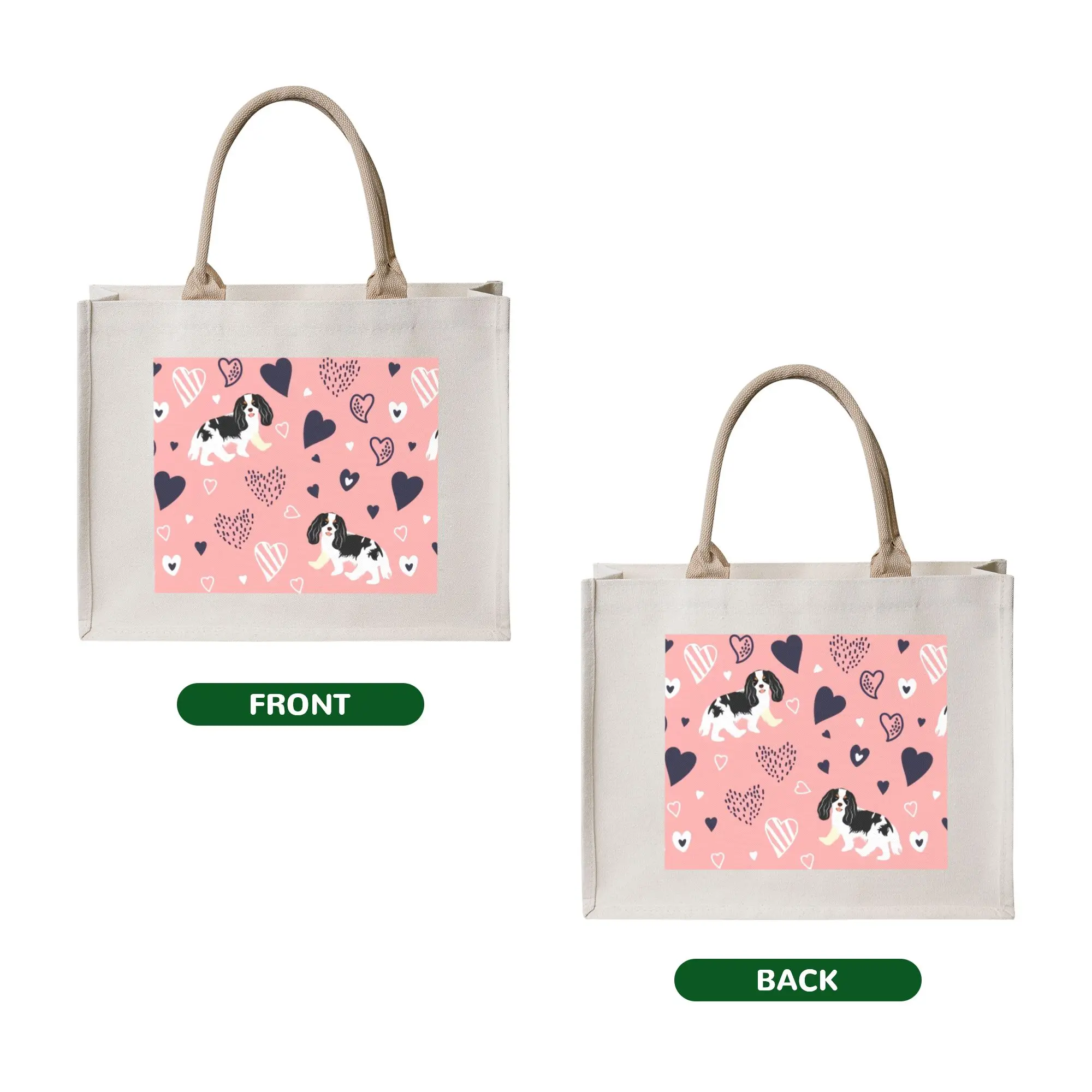Cute Print Cavalier King Charles Spaniel  Tote Shopping Bags Portable Shopper Shoulder Cartoon Dog  Handbag