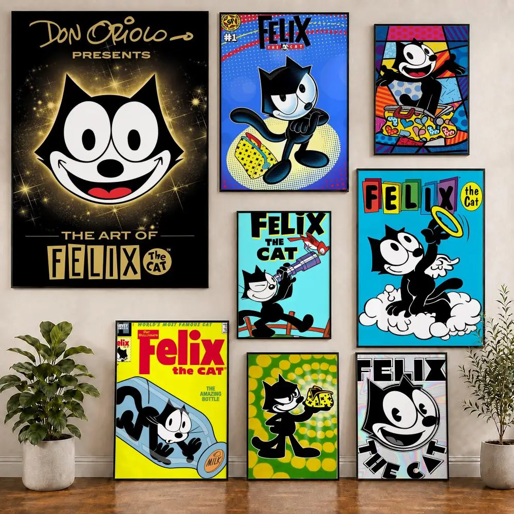 Felix der Kater Vintage Nostalgie-Poster PVC HD Selbstklebend Modernes Poster Wanddekoration für Zuhause, Büro, Wohn- und Esszimmer