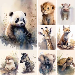 Pintura de diamante de animales de dibujos animados, lindo Koala, Panda, rinoceronte, zorro, León, Kits de punto de cruz, bordado completo de diamantes, mosaico, regalo de decoración del hogar