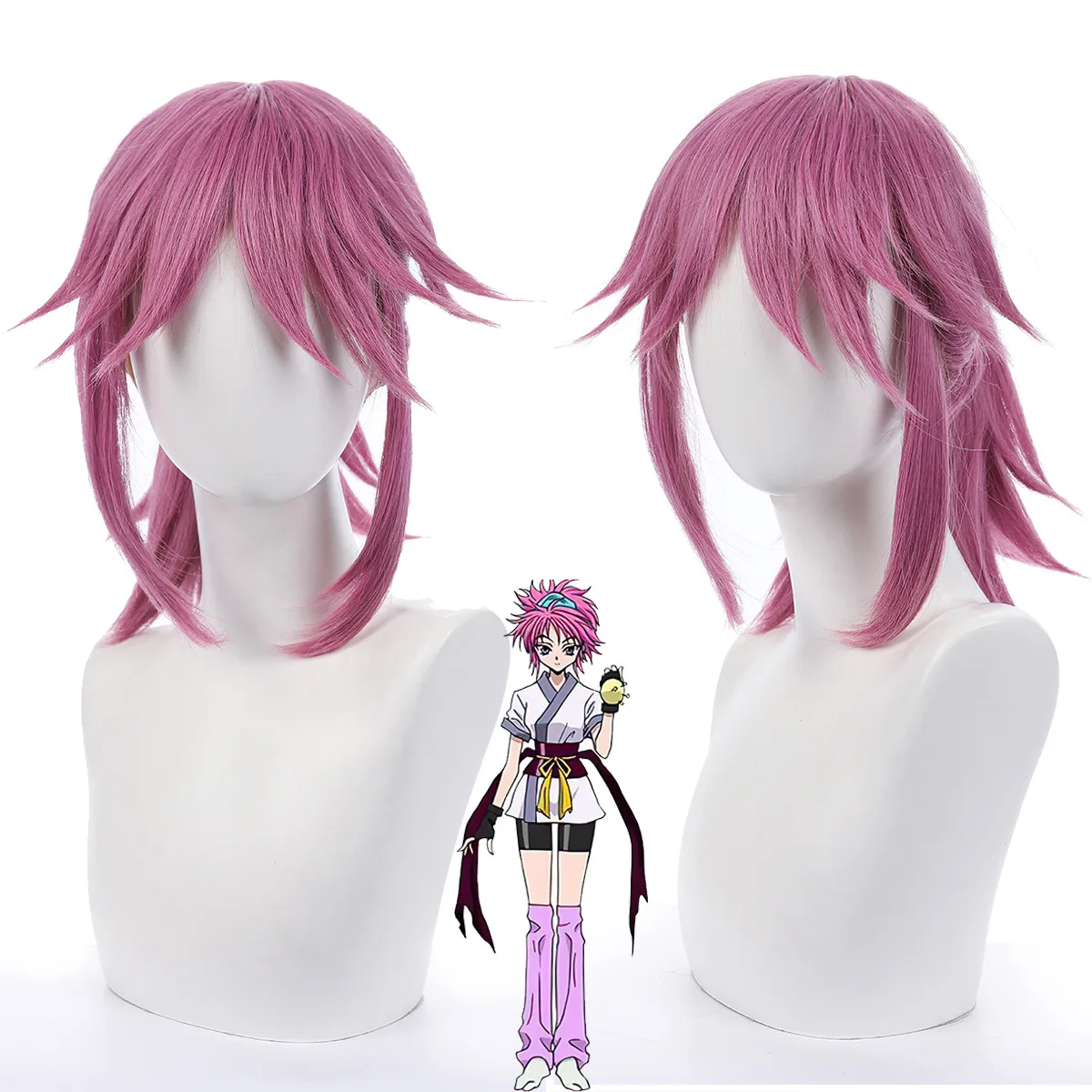

Synthetic Cosplay Wig Inspired By Machi-Kimiko Pink Ponytail with Bangs Adjustable Lace Straps for Costume Party