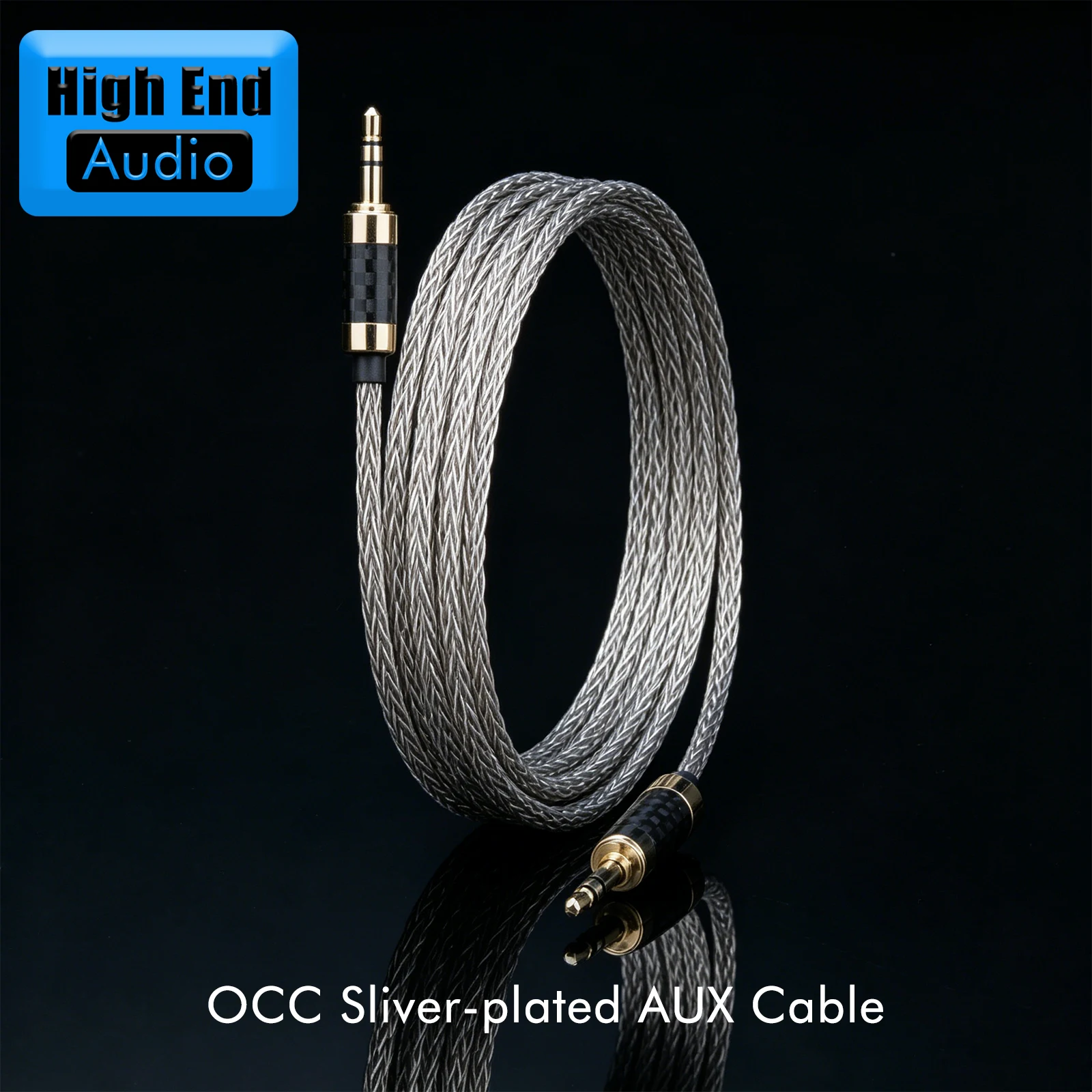 Cable de audio auxiliar Preffair de 16 núcleos 7N OCC con conector TRS, entrada de audio de 3.5mm macho a 3.5mm macho, cable estéreo para altavoces, auriculares, PC y audio de coche.