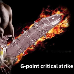 Penis Sleeve Reusable Condom Sex Toys for Men Penis Extender Delay Time Penis Enlargement Massage Sex Tool for Man