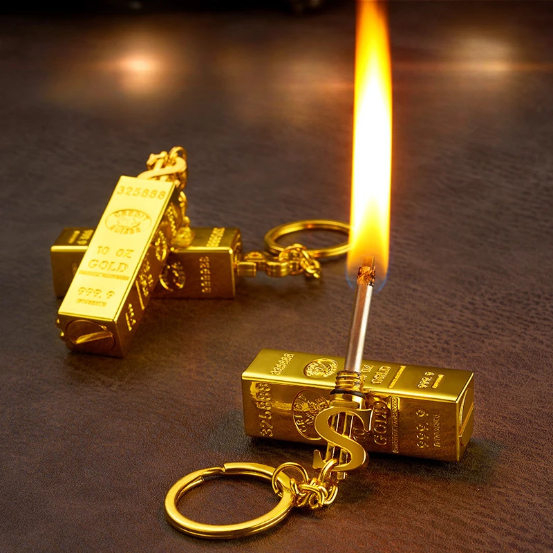 2024 New 10000 Match Lighter Windproof High Value Gold Bar Shape Kerosene Lighter Creative Personality Anti-drop  cool lighter