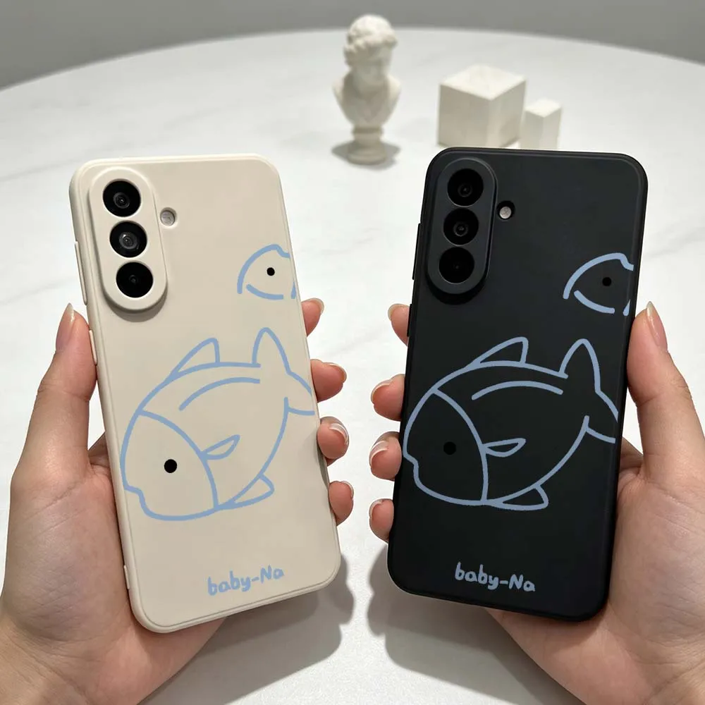 Cartoon Big Small Fish Gift For Samsung Galaxy A07 A14 A15 A26 A35 A36 A55 A56 A52 A34 A72 A17 A71 Soft Phone case