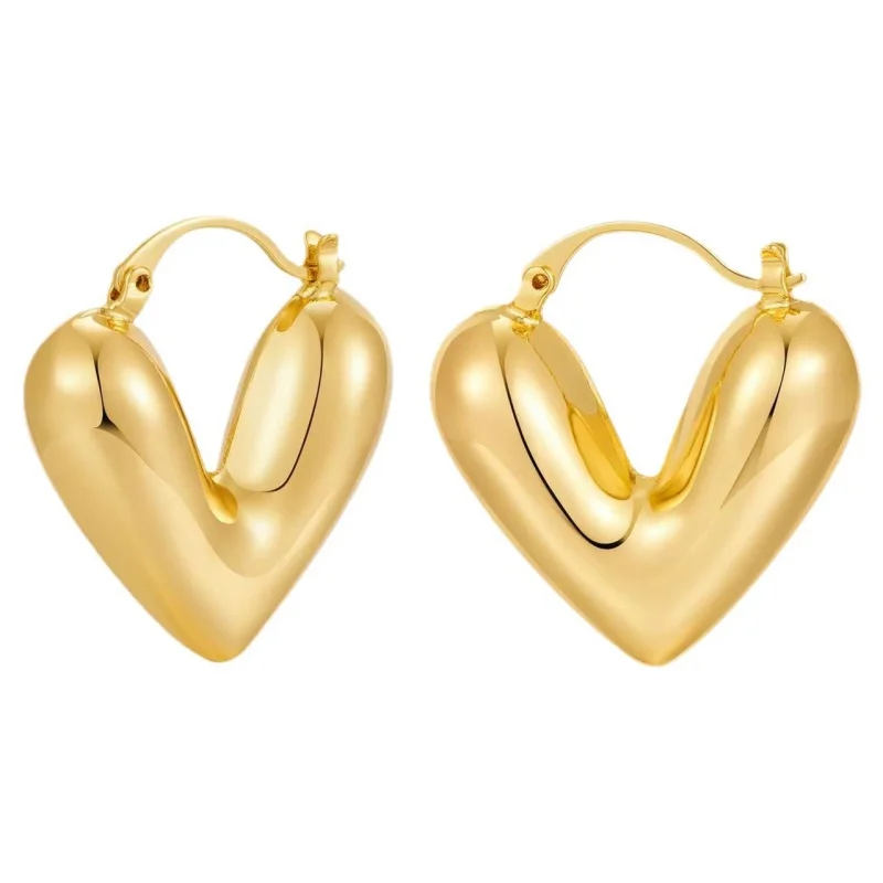 

European and American AU750 18K gold exaggerated and grand heart-shaped women's earrings engagement party jewelry gift