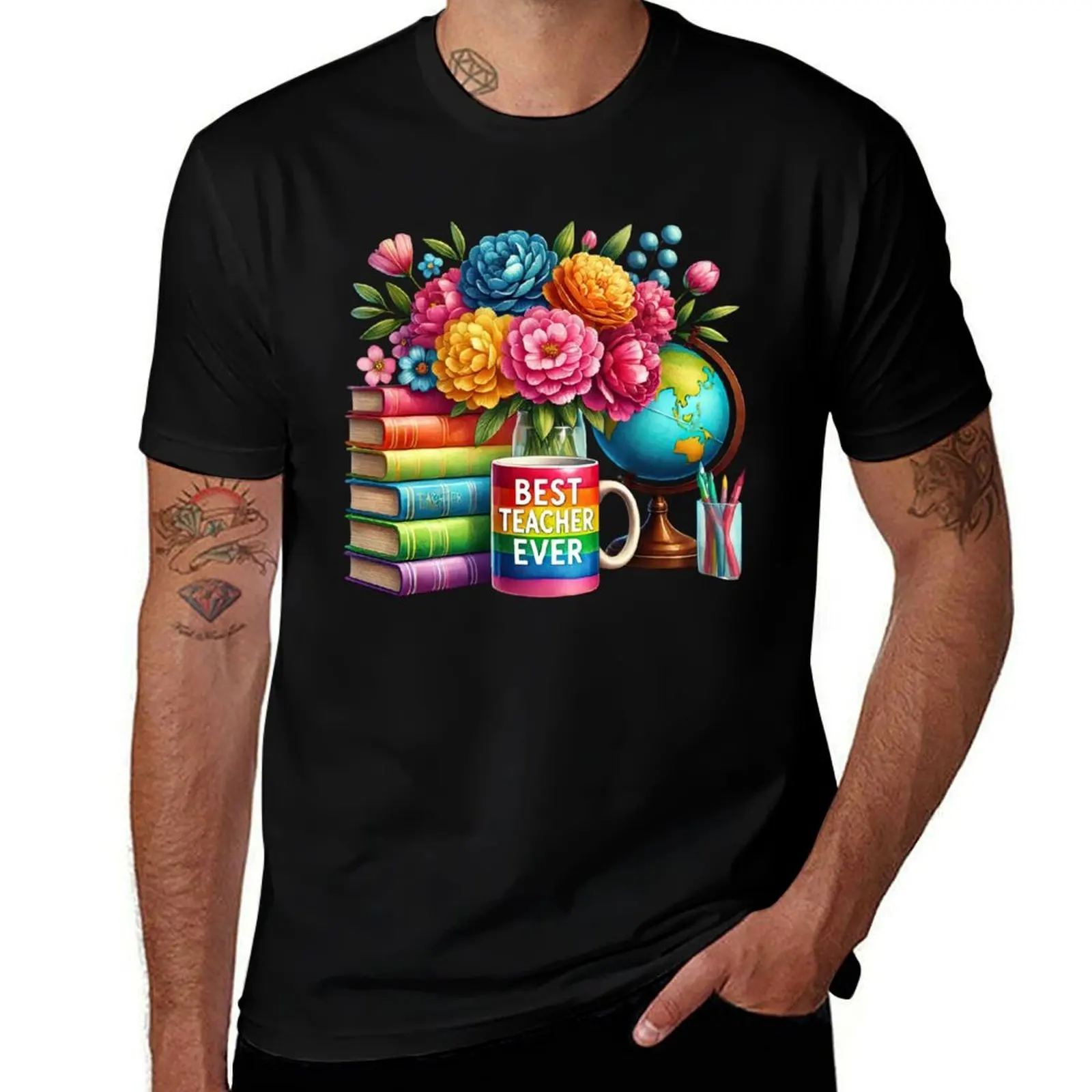 

Best Teacher Ever School Education Books T-Shirt funny costumes valentines boutique clothes summer clothes mens plain t shirts