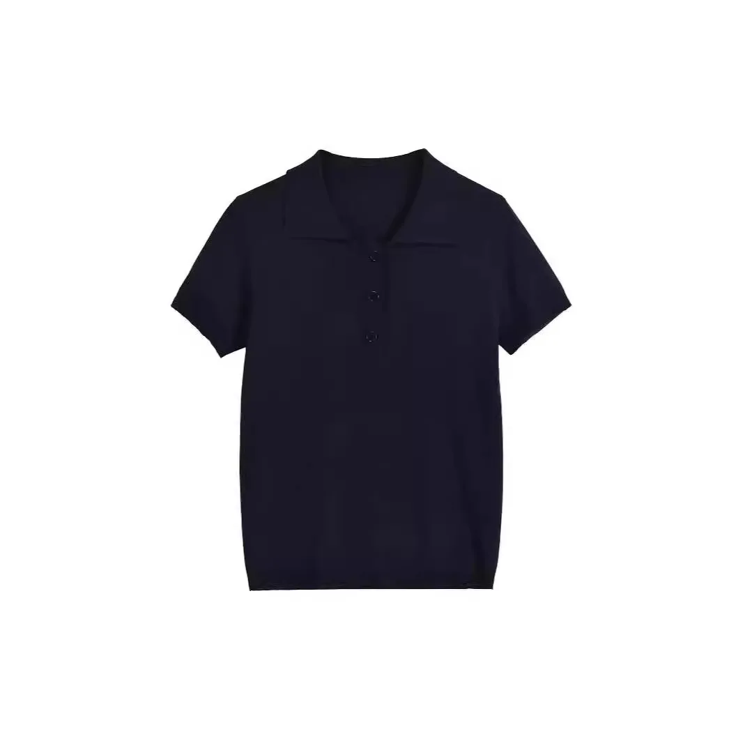 

2024 Women's ort Sve Knitted irt Cross-Border Sle Polyester Fiber Thiened Summer Faion Ladies' Knitwear