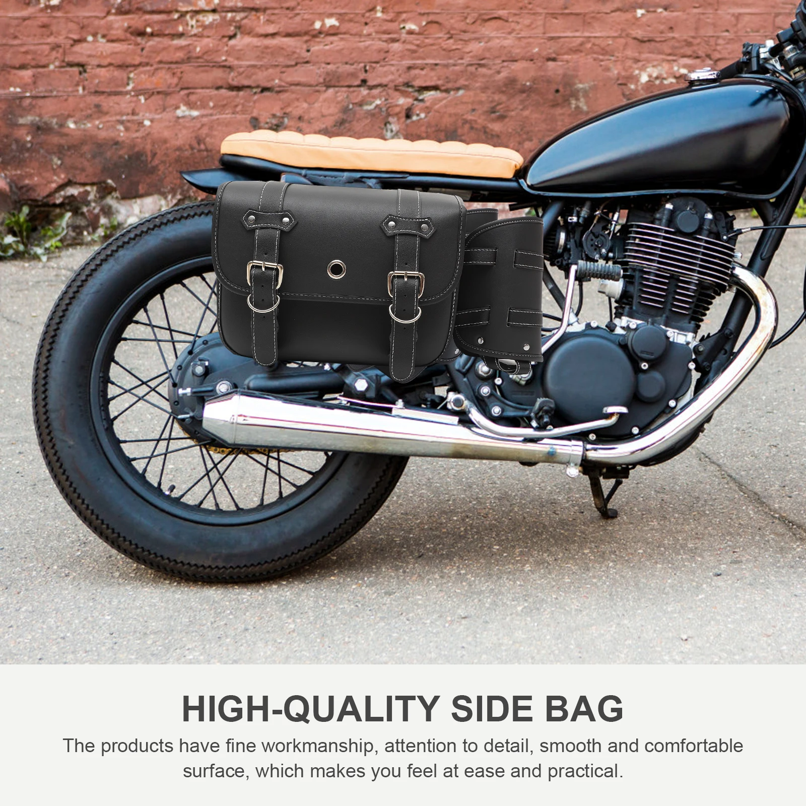 

Motorcycle Side Pouch Retro Saddle for Bike Electric Vehicle Black Waterproof Tool Bag Lazyback Storage Bag Multipurpose