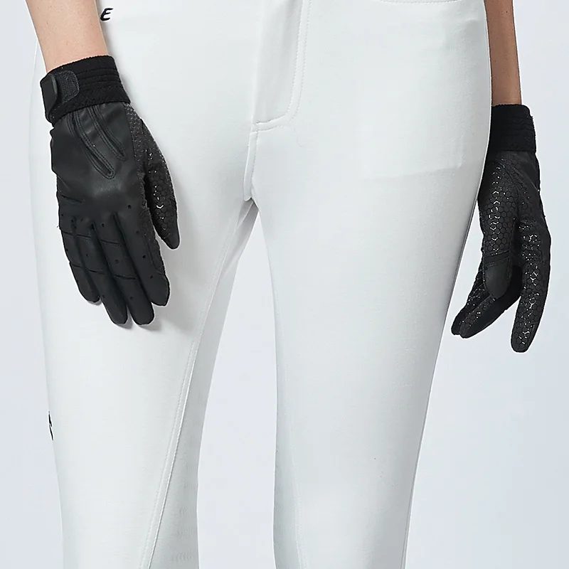 قفازات الفروسية الاحترافية للبالغين - لون خالص، شبكي وسيليكون، مسامية، غير قابلة للانزلاق للمنافسة والتدريب #5