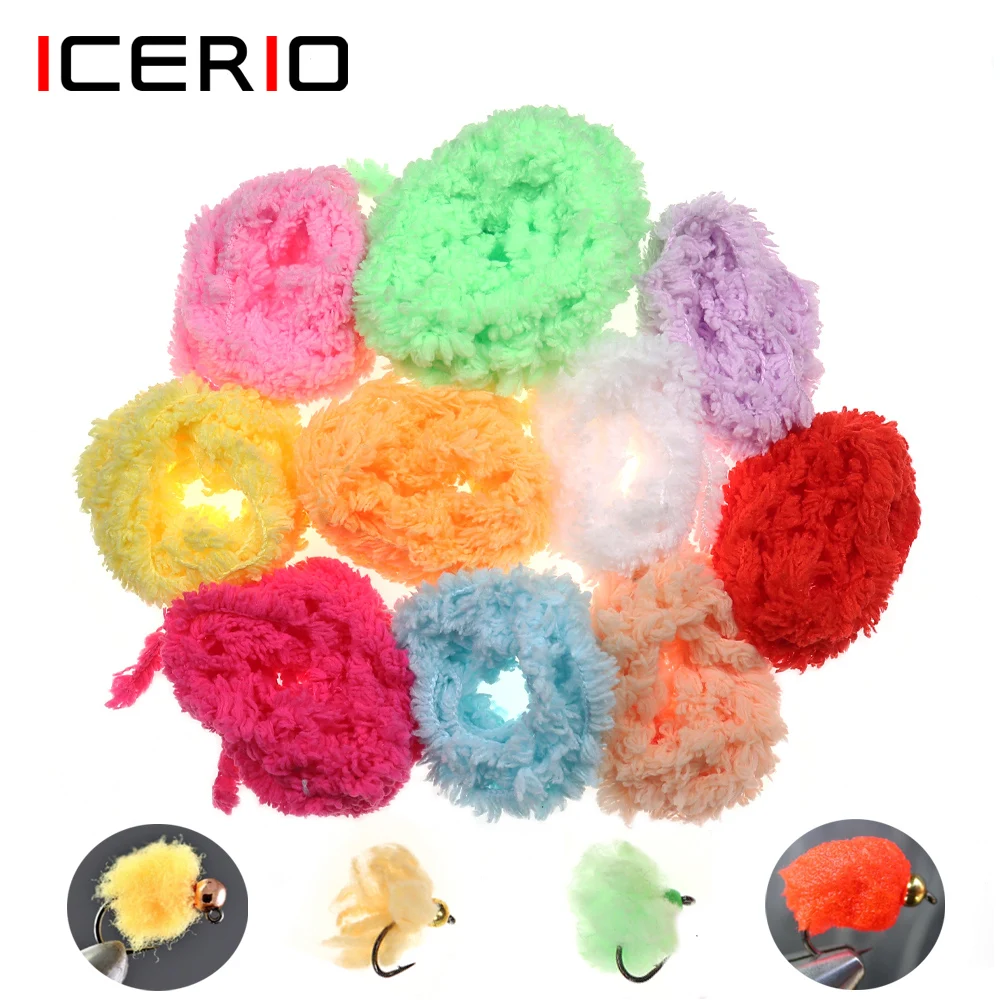 ICERIO Eggstacy Egg Yarn Fly Tying Material Synthetic Fiber Yarn Chenille of Egg Flies Steelhead Salmon Trout Fly Fishing Tackle