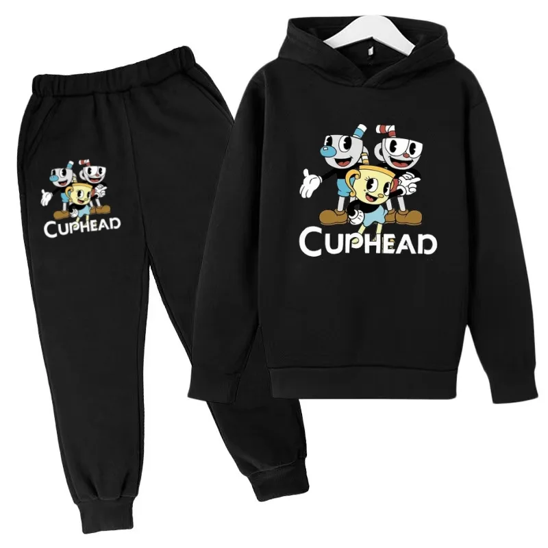 Kids Clothes Hoodie Cartoon Teacup Head Print Sportswear Coat+Pants 2P Boy Girl Toddler 3-12 Years Leisure Top Party Fashion Set