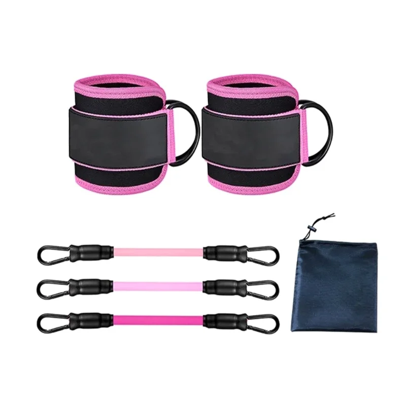 Conjunto de faixas de resistência, faixas de resistência de tornozelo com punhos, equipamentos de treino de glúteos, faixas de resistência de perna com alça de tornozelo