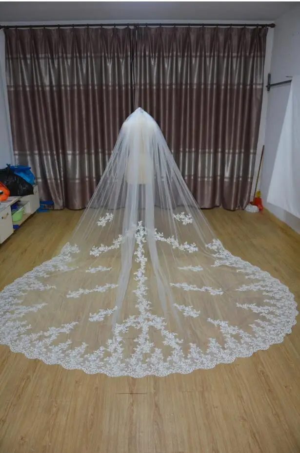 

138" Long,110"Wide White/ Ivory 1 Layer Cathedral Wedding Veil Lace Bridal Veil Velo de novia wedding accessories