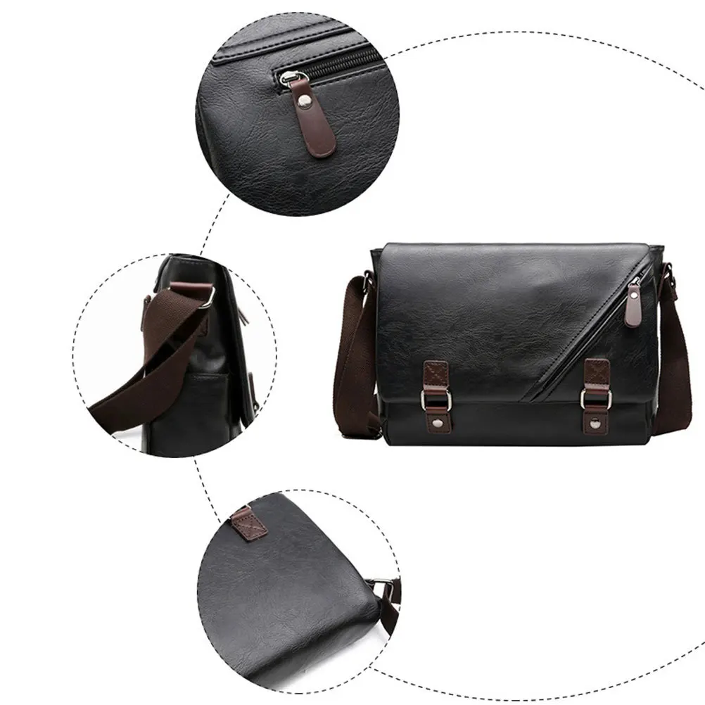 Men PU Briefcase Premium Large Capacity Business Single-Shoulder Bag Wear-Resistant Waterproof Crossbody Outdoor Travel