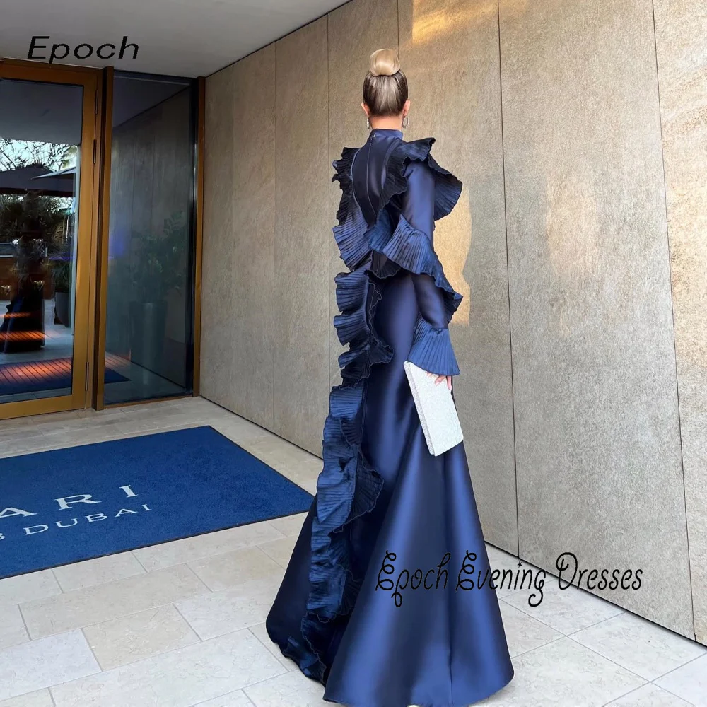 Epoch Simple Evening Dress 2024 For Sexy Women فساتين سهره سعوديه Elegant Ruched A-Line O-Neck Formal Cocktail Party Prom Gown