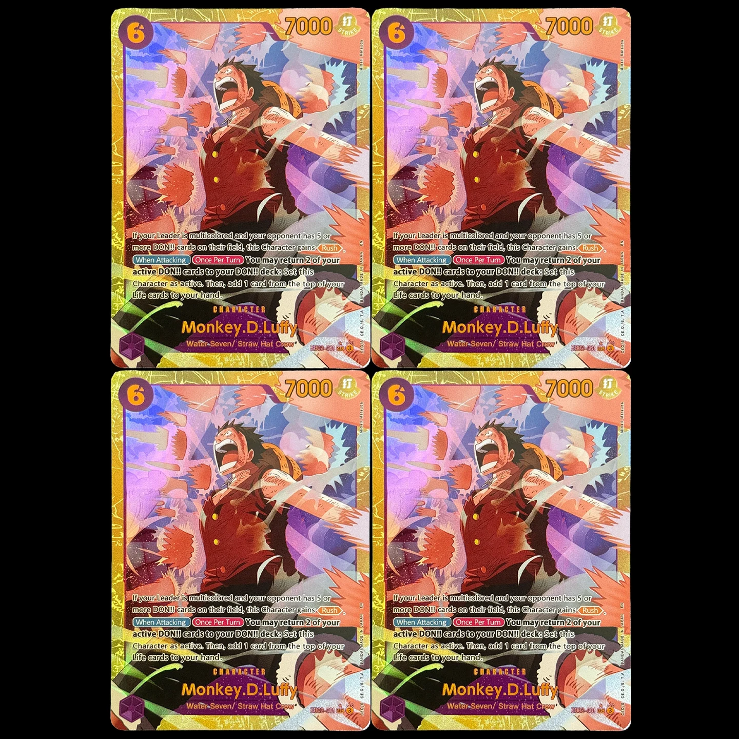 Carte de collection One Piece TCG OPCG English Monkey.D.Luffy SEC EB02-061 Anime 25ème Collection Carte Foil