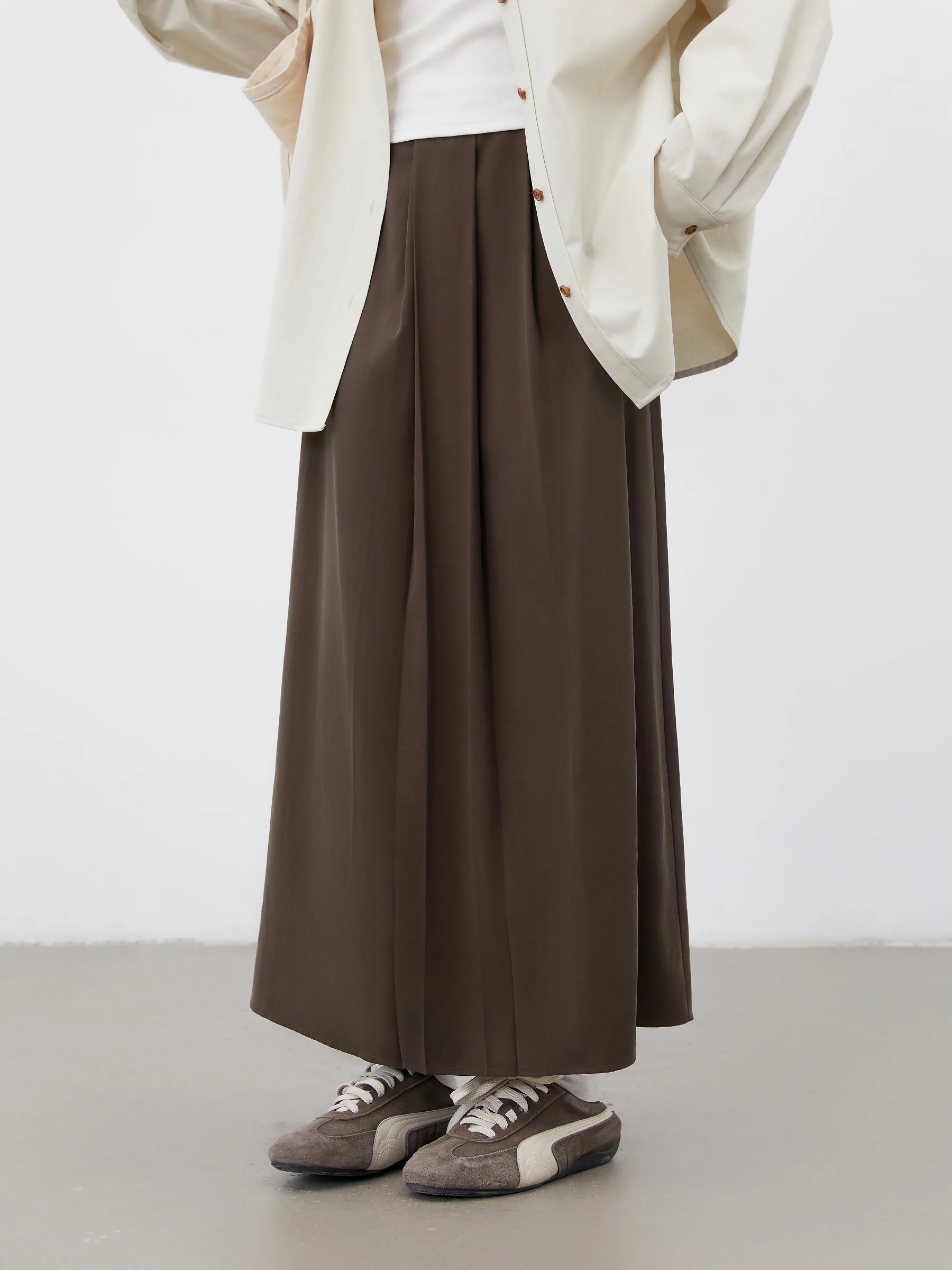 

Весенняя модная художественная свободная драпированная юбка для беременных, повседневная свободная драпированная матовая юбка с высокой талией из шелкового волокна