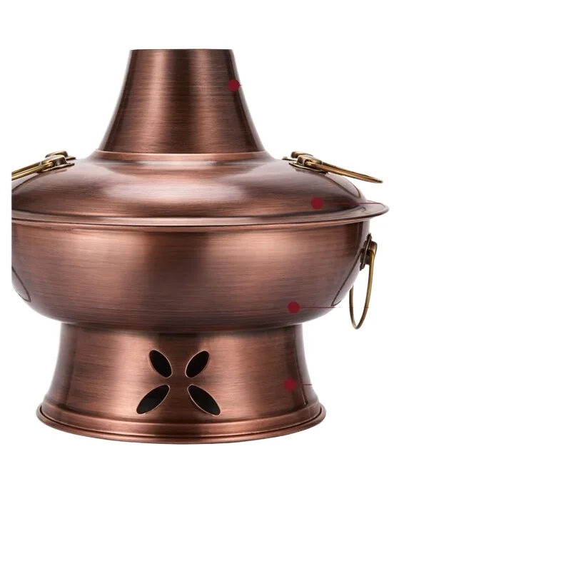 Olla de pato mandarín vintage de doble propósito de carbón eléctrico de cobre puro, mármol de olla caliente de carbón estilo Beijing, aspecto retro moderno