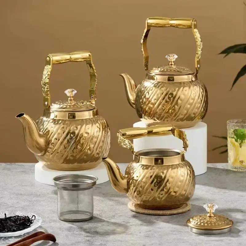 

Fingerprint Resistant Golden Hammered Kettles 1.2/1.6/2L Nonrust Steel Rapid Boiling Water Pot For Modern Livings 37JD