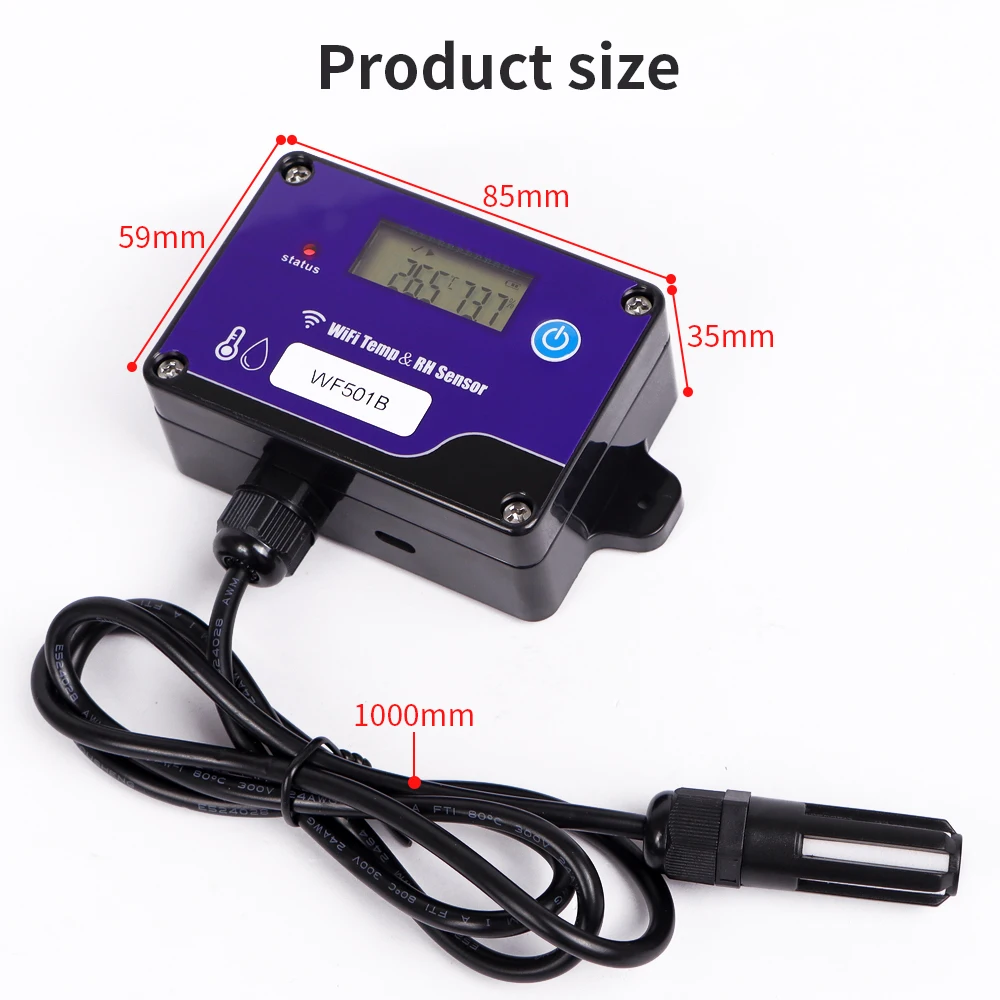 WF501B WiFi Temperature And Humidity Sensor Digital Temperature Transmitter For Storage Temperature Monitor Data Logger