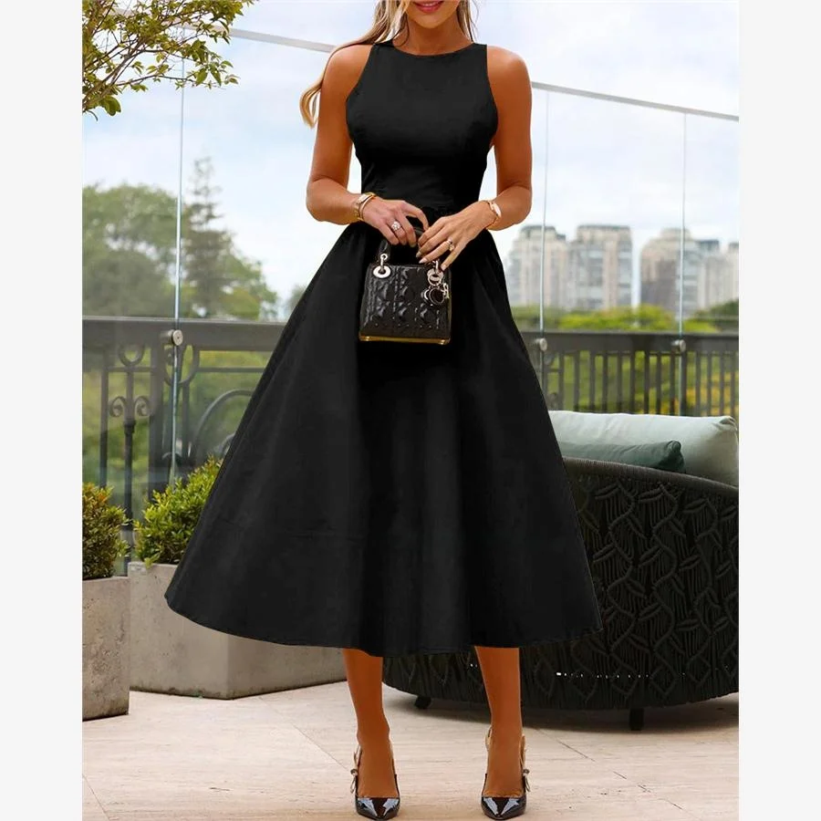 Vestido Largo sin Mangas Estilo Vacaciones en la Playa, Estilo Urbano y Atrevido, Vestido Cruzado para Mujer, Verano, Entalla...