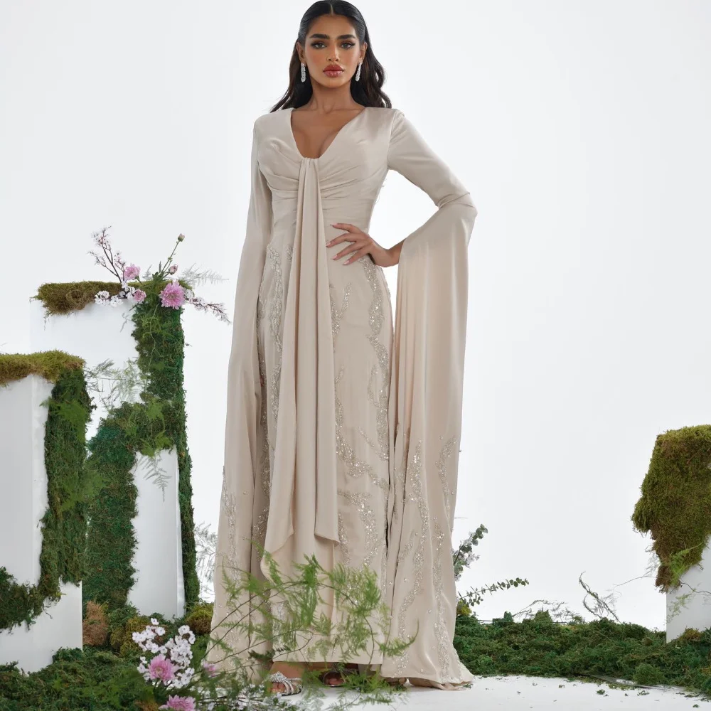 

Вечернее платье в пол, с блестками, V-образным вырезом