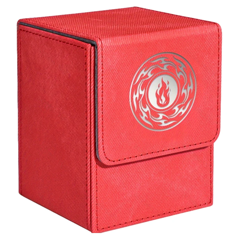 Card Deck Box, hold 100+ single sleeved cards, PU leather denim embossed