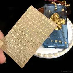 decoration Epoxy Resin Filler English Letters Gold&silver Number Sticker Epoxy filling sticker Labels Stickers Alphabet Sticker