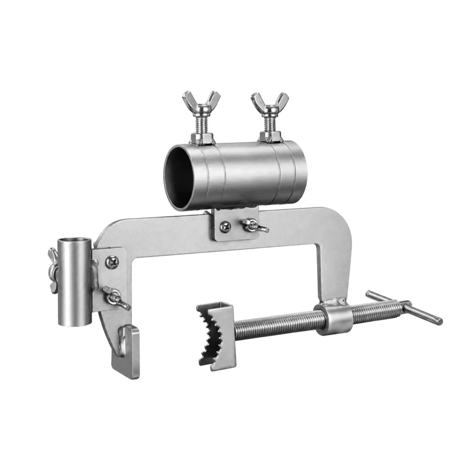 Fishing Rod Support Frame Stainless Steel Railing Clamp Mount for Pier Bridge Umbrella Pole Holder with Adjustable Wing Bolts