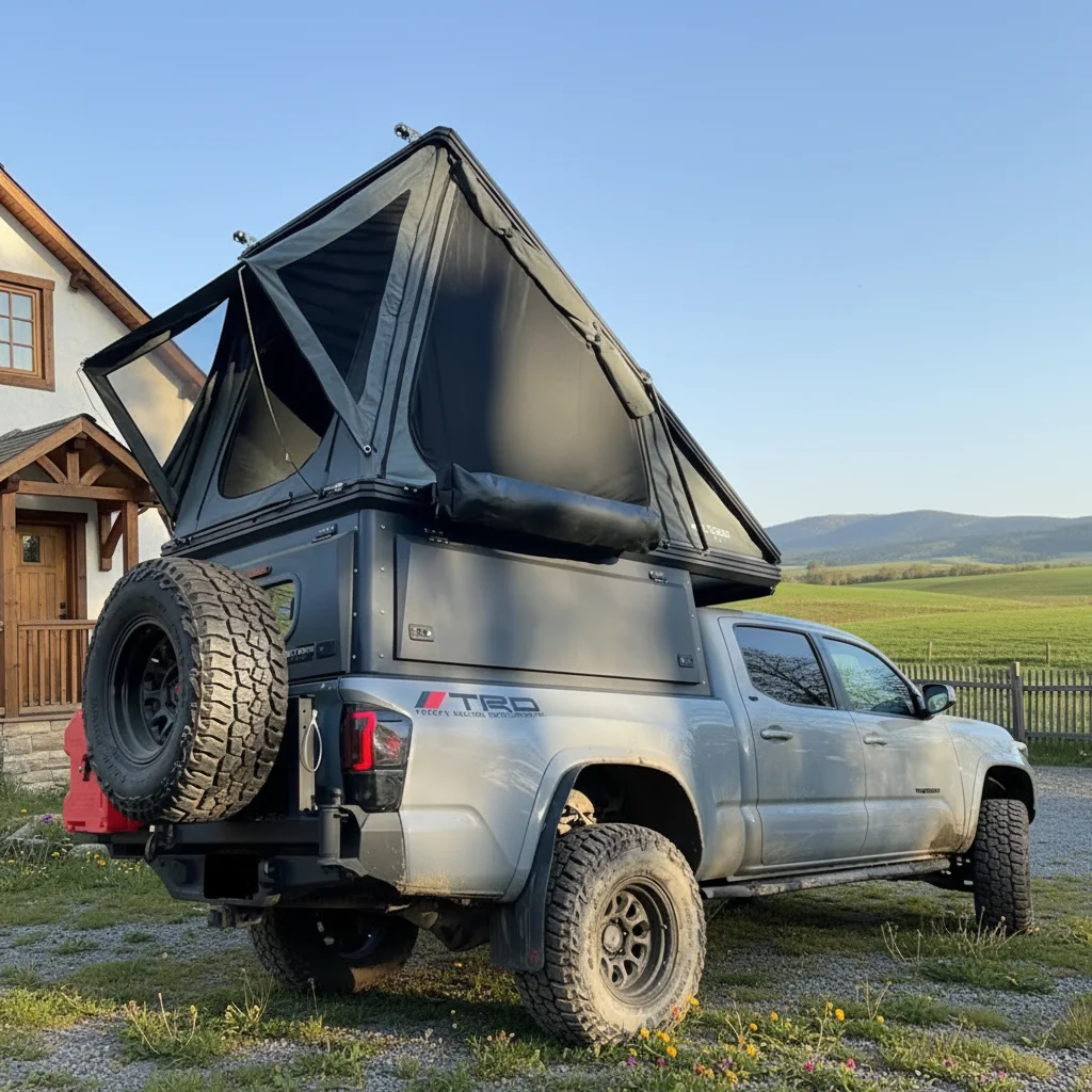 New WaterProof Aluminum Pickup Truck Canopy Tent Triangle Rooftop For Off-road Camping
