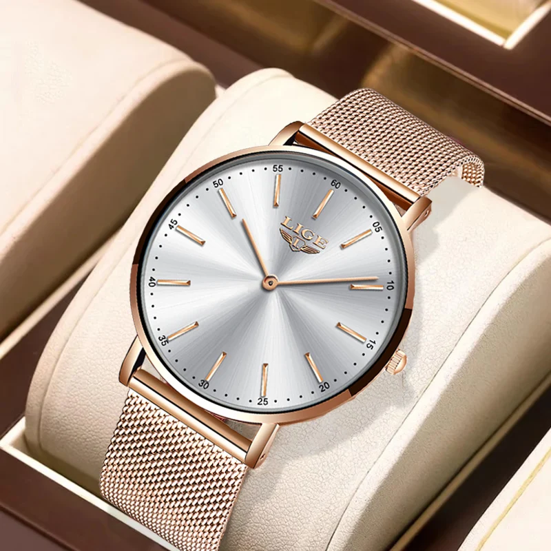 LIGE Women Watch Fashion Simple Waterproof Wristwatch Adjustable Milan Watchband Casual Men Watch Quartz Watch relogio feminino
