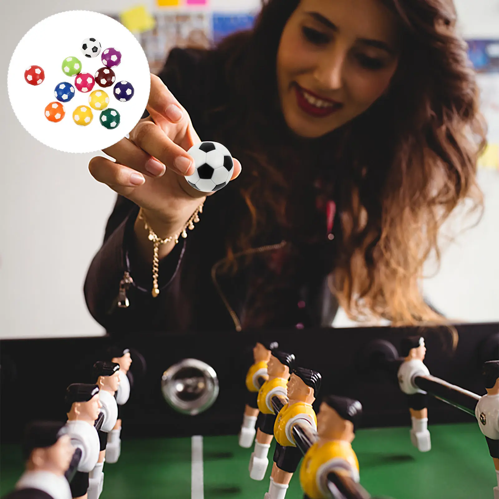 

Набор из 12 пластиковых цветных мячей для настольного футбола, сменные аксессуары для футбольного стола