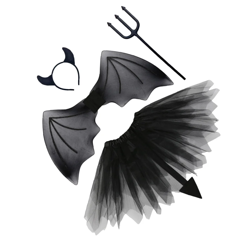 مجموعة أزياء تنكرية بطابع الشيطان، إكسسوارات حفلات الهالوين للأطفال، مجموعة أزياء الشيطان لعصابة الرأس