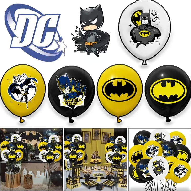 12/10/6Pcs DC Comics Batman Cartoon Anime 12inch Mix Latex Balloon for Birthday Wedding Balloons Party Decorations Birthday Gift