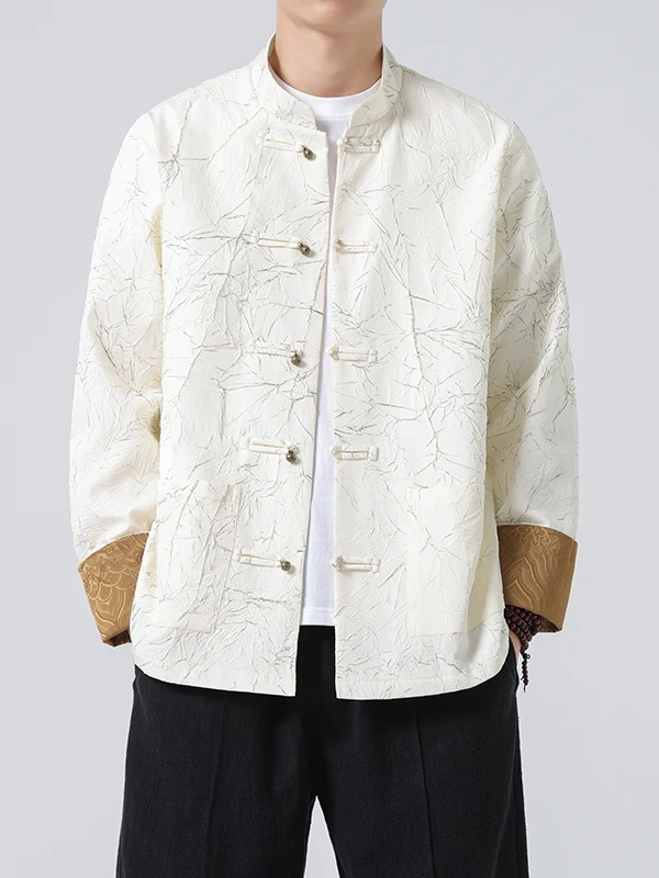 

Faionable Long Sve Embroidered Jaet Men's Sle Spring Autumn Loose Large Size Buttoned Coat Traditional Chinese Tang ...