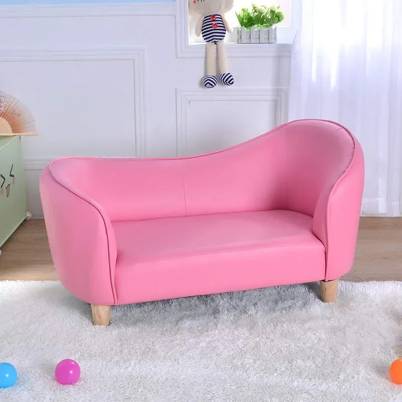 #ay 2023 hot selling pink blue color wood frame leather baby sofa kids' chair kids sofa for living room