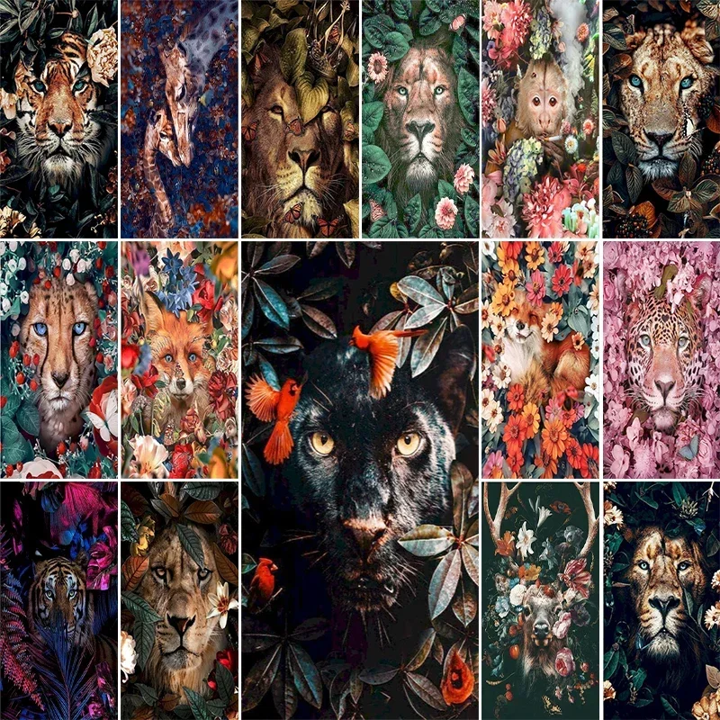 動物の花のドアステッカー野生動物の花アーティスト寝室の壁紙デカール防水自己粘着ポスター壁画