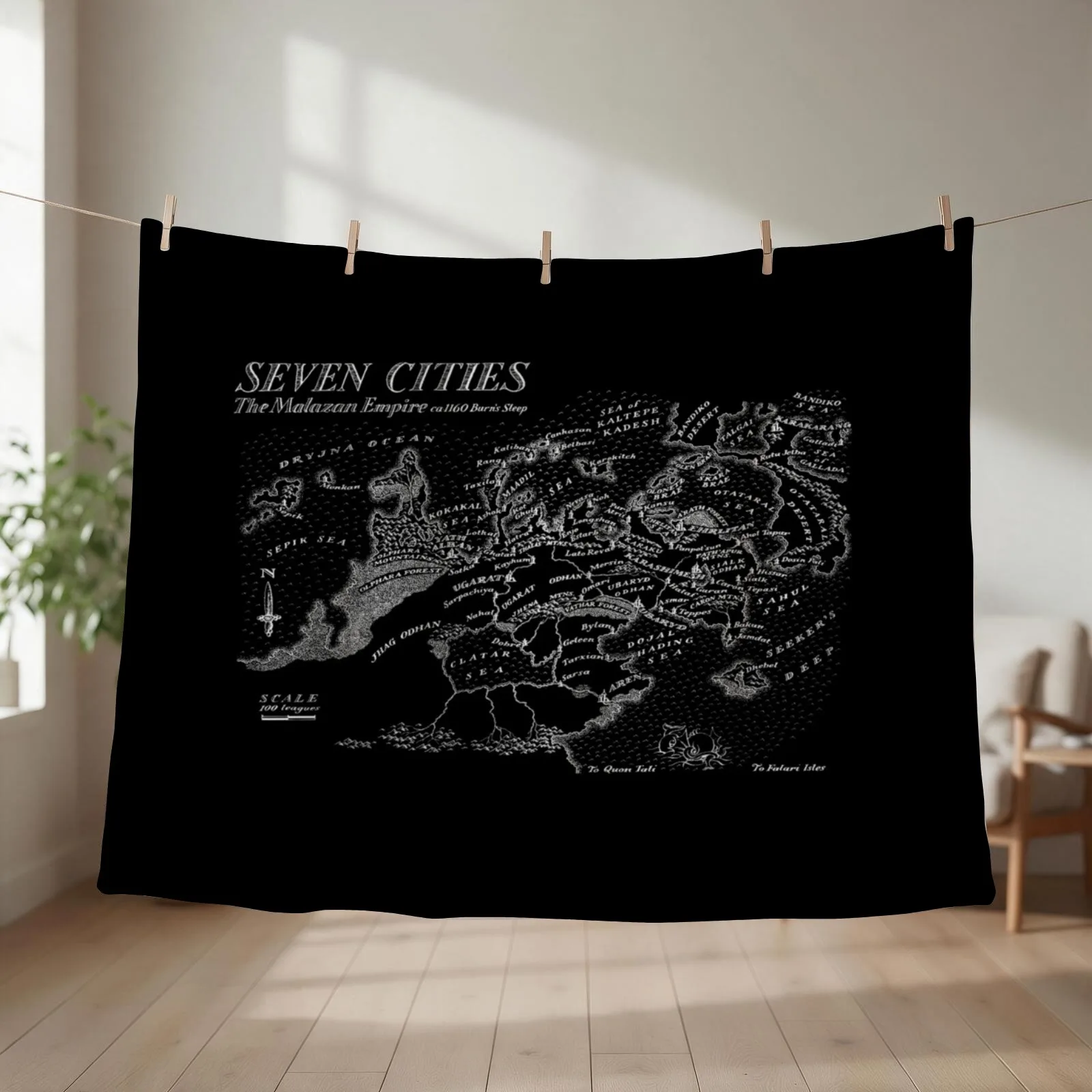 Malazan Seven Cities Map White Design Throw Blanket Giant Sofa Flannel Furrys Blankets Sofas Of Decoration Blankets