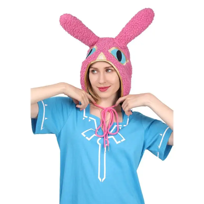 DAZCOS Winter Warm Ravio Rabbit Cosplay Hat Cute Bunny Long Ear Hood Pink Game Rabbit Cosplay Hat Quality Velvet Breath Wild Hat