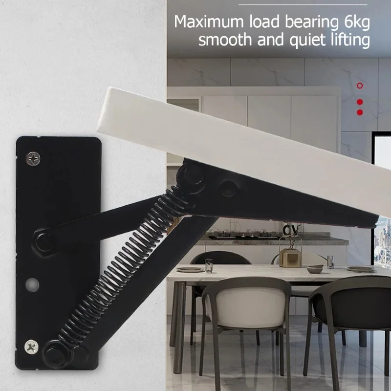 2pcs 80 Degree Foldable Bracket with Spring Hinge Cabinet Door Lift Up Stay Flap Sofa Bed Top Support Hinges Workbench Hinge