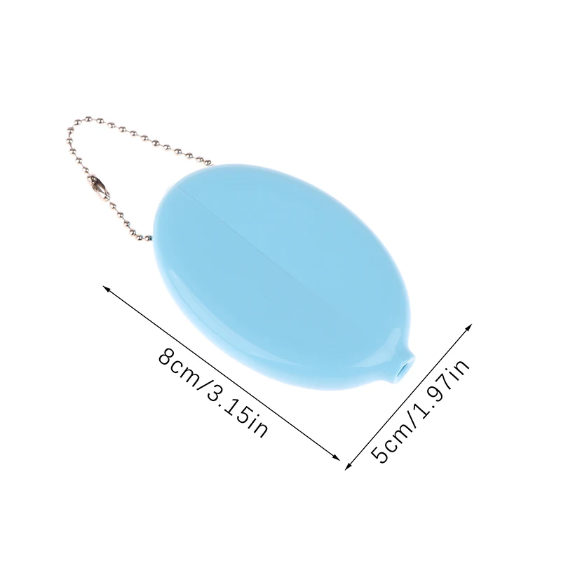 صندوق تخزين صغير بيضاوي من كلوريد البولي فينيل مع سلسلة ، قلادة حقيبة محمولة ، محفظة عملات معدنية ، أقراط صغيرة ، خواتم ، لون خالص ، موضة