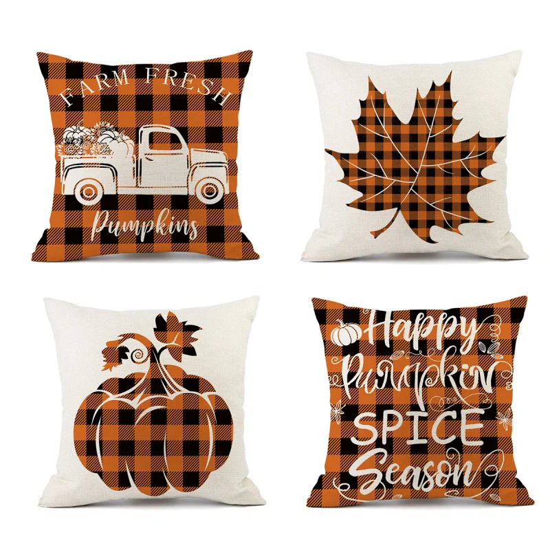 Thanksgiving Pillow Cover Pumpkin Maple Leaf Sofa Cushion Cover Home Supplies Car Afternoon Nap Pillow