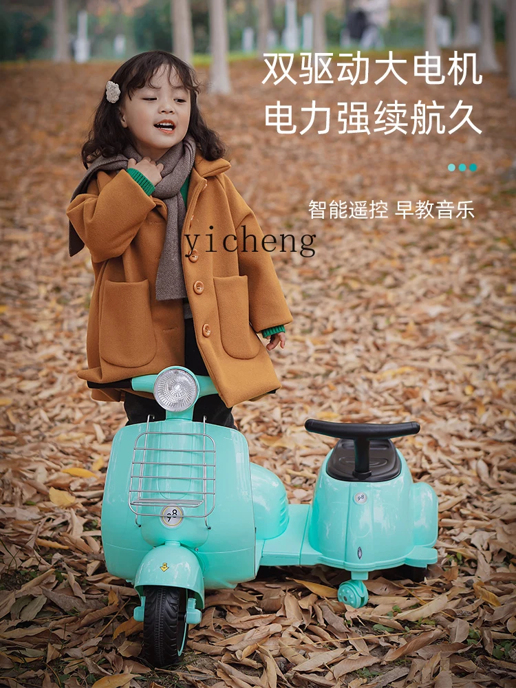 Tqh Children's Electric Motorcycle Tricycle Boy and Girl Baby 1-3-6 Years Old Can Sit Double Chargeable