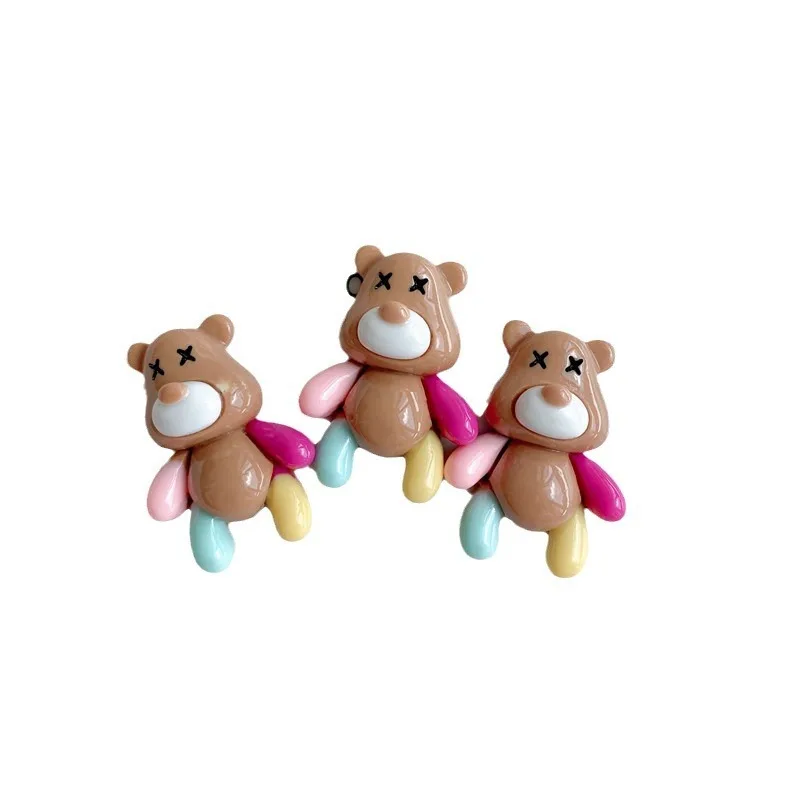 10Pcs Kawaii Cartoon Bear Animal Flatback Resin Cabochons DIY Hair Bows Scrapbooking Craft Making Accessories
