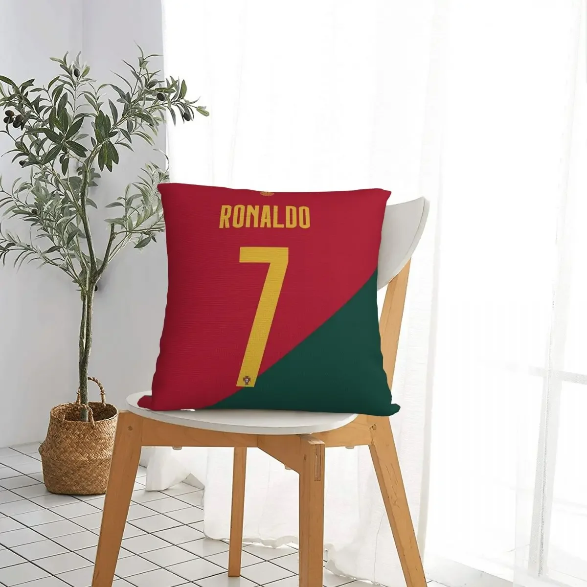 Cristiano Ronaldo Jersey Cr7 Portuguese Flag Square Pillow Case Cushion Covers Funny Zippered Decor Pillowcase for Home 45x45cm