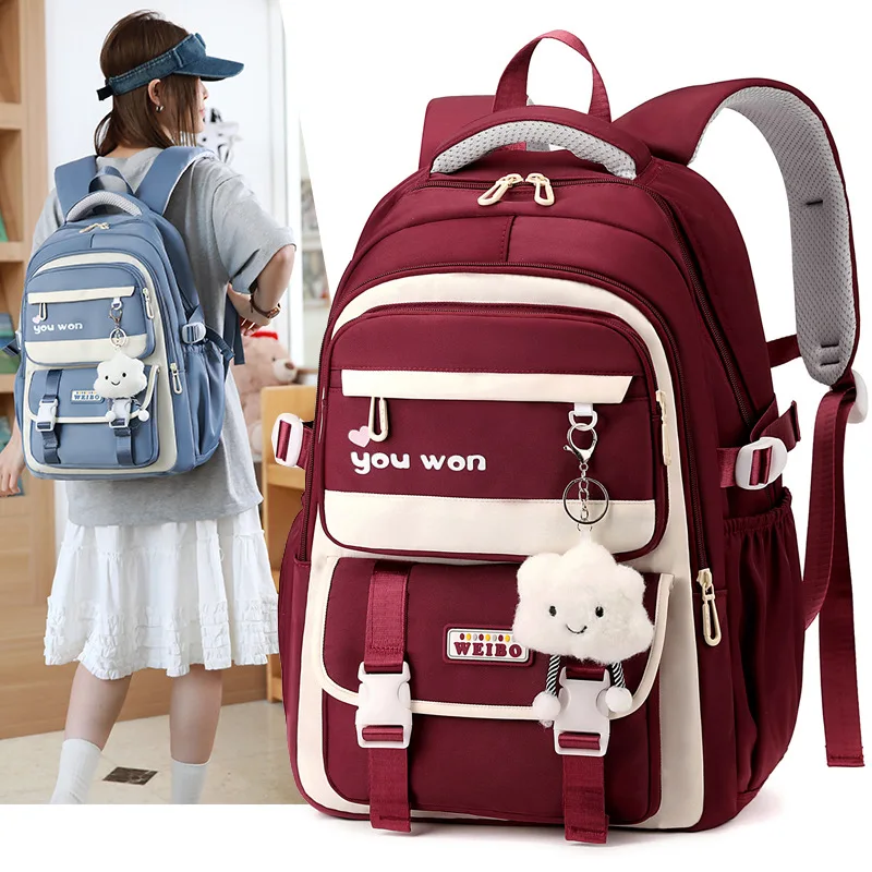 School Backpacks Women Pupil Large Capacity Backpack Middle School Lightweight Waterproof Bag Women Pupil School Bag Backpack