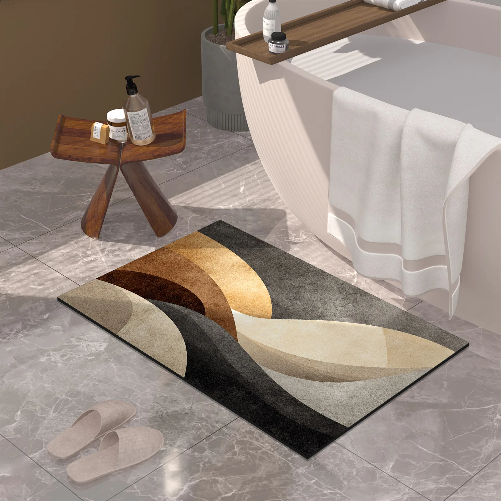 

Nordic Bath Mat Bathroom Carpet Absorbent Shower Foot Mats Quick Dry Non-Slip Toilet Rugs Washable