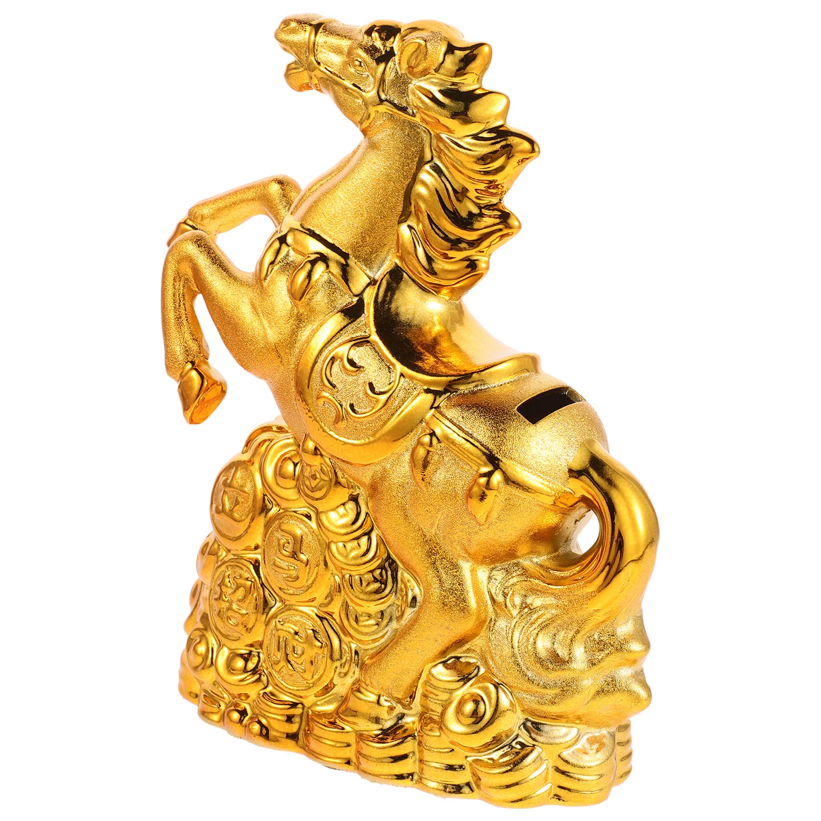 

Golden Horse Shaped Savings Bank Premium Ceramic Surface Removable Top Functional Money Box for Adults Decorative Home